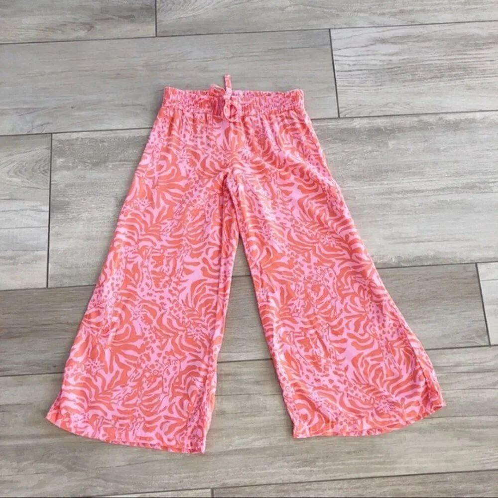 Lilly Pulitzer for Target Giraffe Wide Leg Pants in Pink & White Size XS 4/5